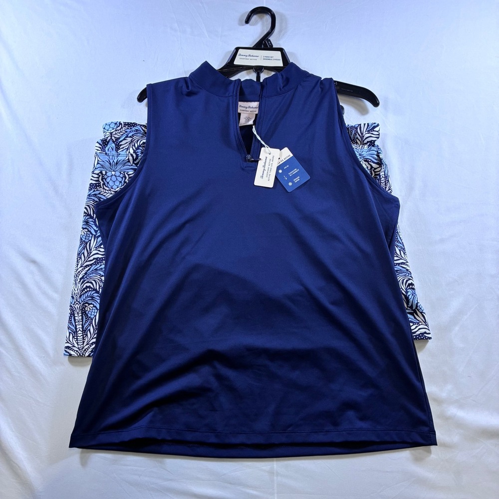 Tommy Bahama Everyday Active Navy Blue Top & Pineapple Skort Set Womens XL NEW